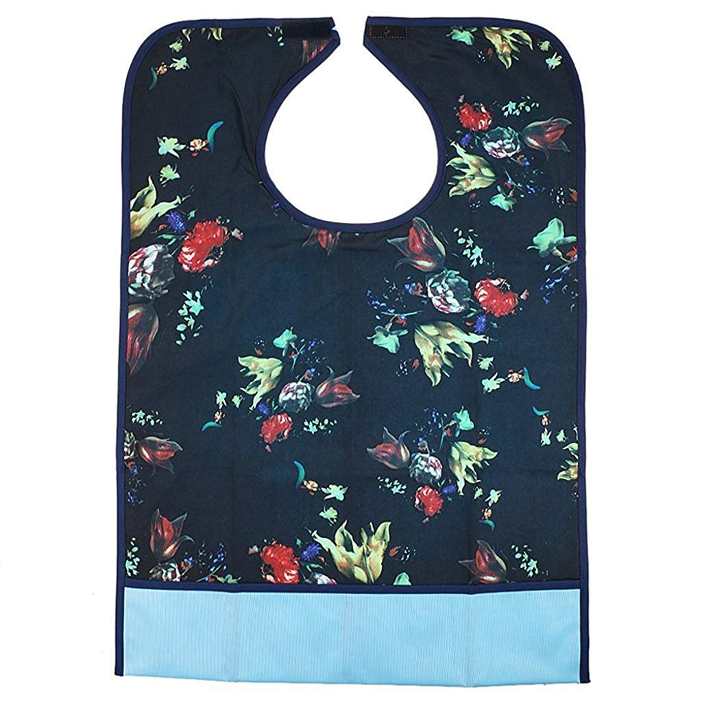HASTHIP Adult Bibs Clothing Protectors Waterproof Pocket Bib Apron Washable with Crumb Catcher(Floral) HASTHIP Adult Bibs Clothing Protectors Waterproof Pocket Bib Apron Washable with Crumb Catcher(Floral)